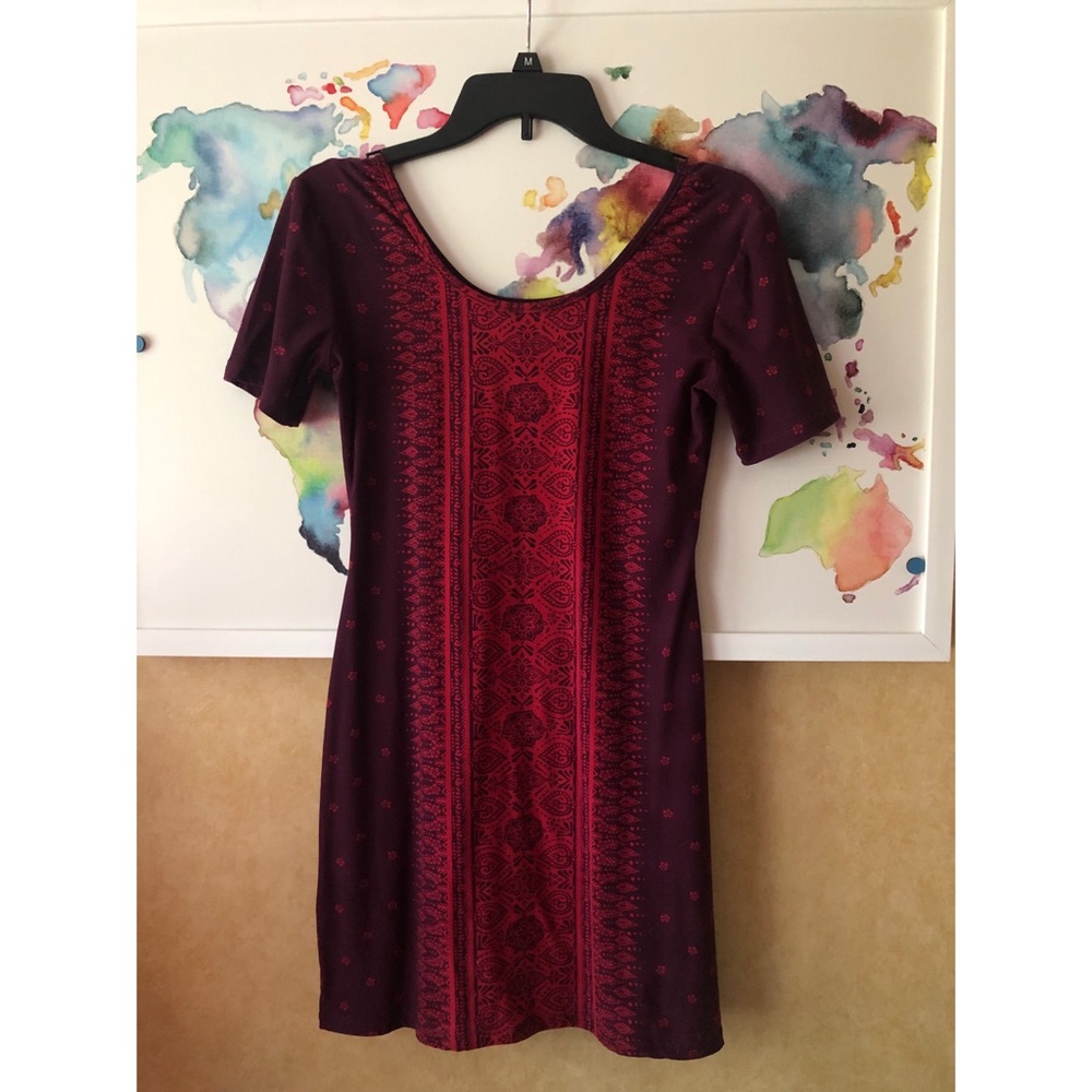 Pink and Maroon Mandala print Form Fitting dress